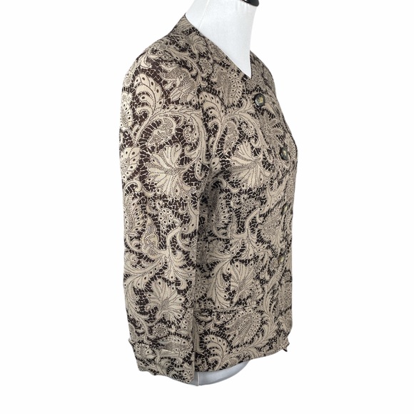 Jones New York Floral Blazer, Brown, Taupe, 4 - Picture 3 of 9